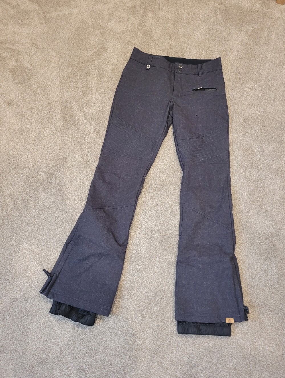 Roxy Womens Fleece Lined Dark Gray Flared Ski Pants Size Medium